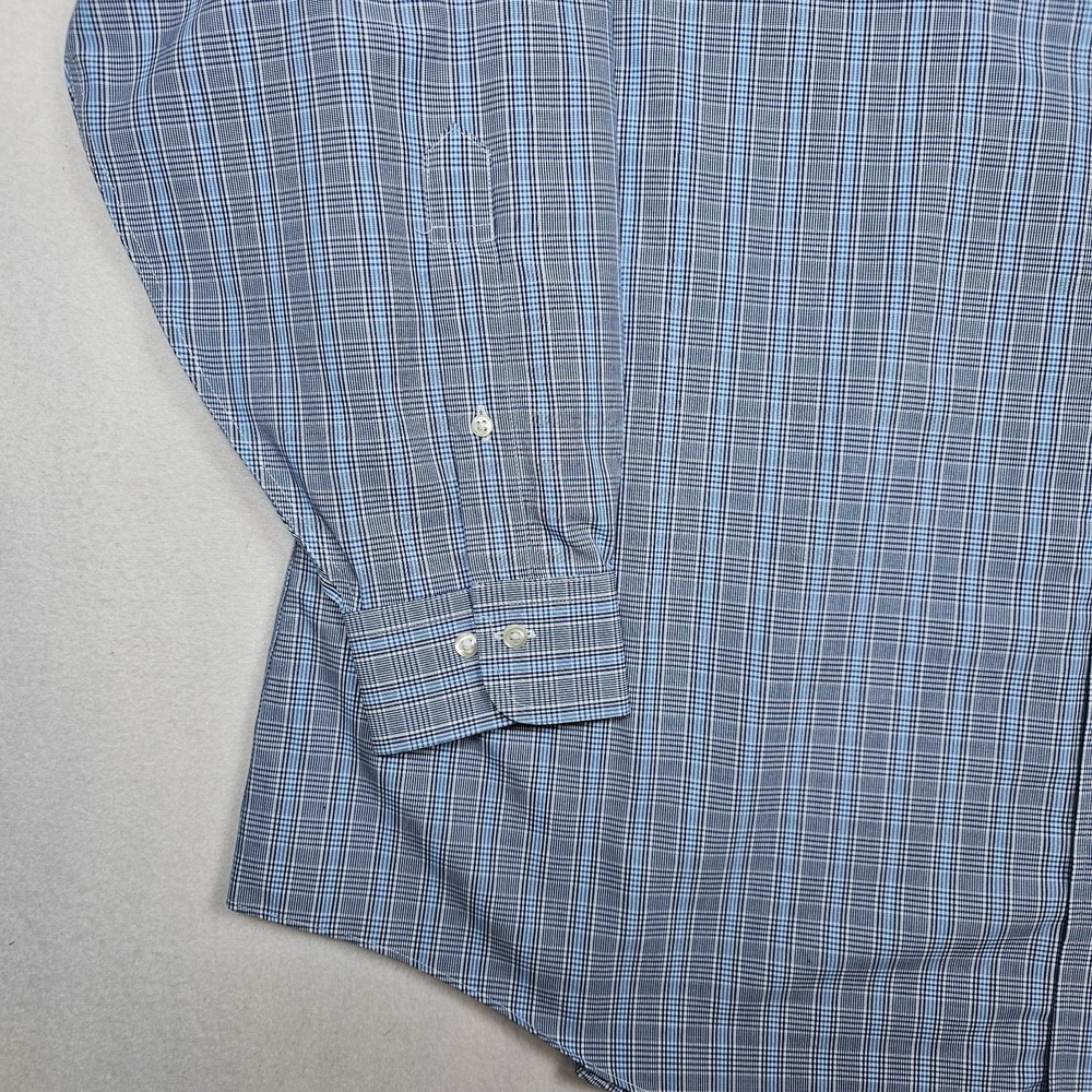 Brooks Brothers Shirt Mens 18.5 34/35 Blue Plaid Button Up Long Sleeve Non Iron - Picture 5 of 6